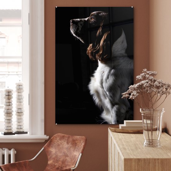 Peinture sur Verre - Épagneul Springer sur Fond Noir - 80x120 cm - Peintures sur Verre Peintures - Photo sur Glas