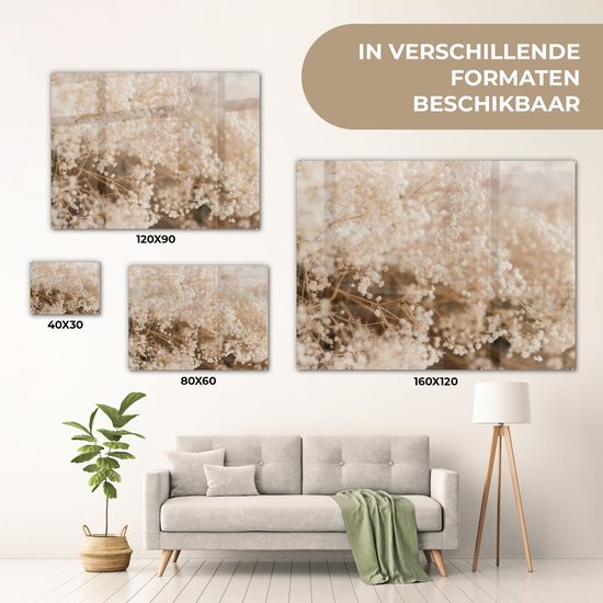 MuchoWow® Peinture sur verre 80x60 cm - Peinture sur verre acrylique - Herbe de la pampa - Plante - Nature - Photo sur verre - Peintures