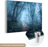 MuchoWow® Glasschilderij 60x40 cm - Schilderij acrylglas - Bomen - Natuur - Mist - Foto op glas - Schilderijen