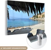MuchoWow® Glasschilderij - Middellandse zee vanaf strand - 120x80 cm - Acrylglas Schilderijen - Foto op Glas