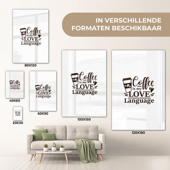 MuchoWow® Peinture sur verre 60x90 cm - Peinture sur verre acrylique - Café - Citation - Amour - Photo sur verre - Peintures