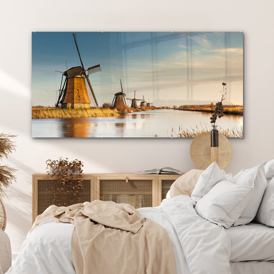 Peinture sur Verre - Moulin à Vent - Holland - Paysage - 160x80 cm - Peintures sur Verre Peintures - Photo sur Glas