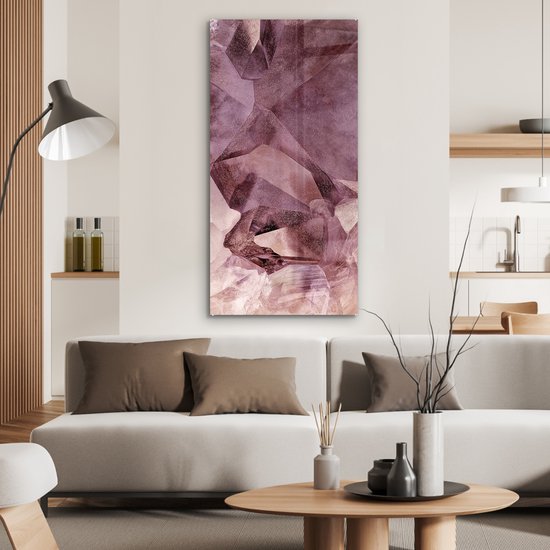 MuchoWow® Glasschilderij 60x120 cm - Schilderij acrylglas - Kristallen - Natuurstenen - Edelstenen en mineralen - Foto op glas - Schilderijen