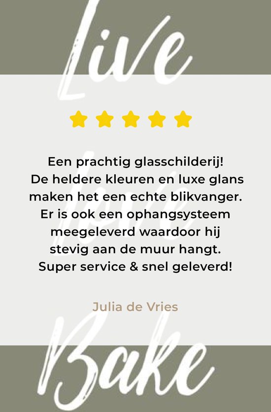 MuchoWow® Peinture sur verre 150x100 cm - Peinture sur verre acrylique - Live love bake - Citations - Dictons - Cuisson - Photo sur verre - Peintures