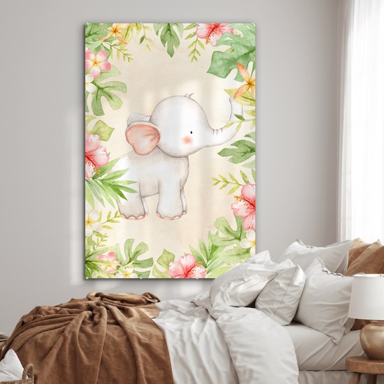 Peintures en plexiglas - Éléphant - Jungle - Aquarelle - 100x150 cm