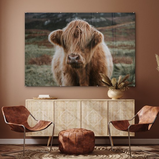 MuchoWow® Peinture sur verre - Vache - Cheveux - Animaux - 180x120 cm - Peintures sur verre acrylique - Photo sur Glas