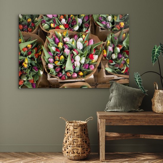 Peinture sur verre - Fleurs - Tulipes - Bouquet - 120x80 cm - Peintures Plexiglas