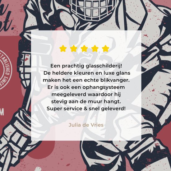 Peinture sur verre - Mancave - Sport - Hockey sur glace - Vintage - 40x60 cm - Peintures en plexiglas