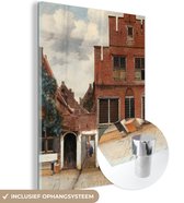 MuchoWow® Glasschilderij 60x80 cm - Schilderij acrylglas - Het straatje - Johannes Vermeer - Foto op glas - Schilderijen
