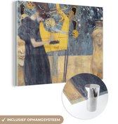 MuchoWow® Glasschilderij 160x120 cm - Schilderij acrylglas - De muziek - schilderij van Gustav Klimt - Foto op glas - Schilderijen