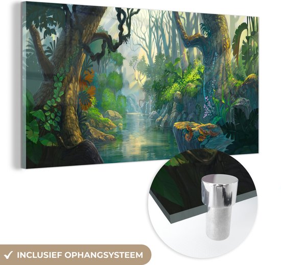 Peinture sur verre - Forêt - Rivière - Peinture - 120x60 cm - Peintures Plexiglas