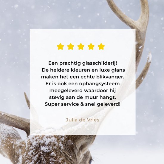 MuchoWow® Peinture sur Verre - Cerf - Bois - Neige - Hiver - 180x120 cm - Peintures sur Verre Acrylique - Photo sur Glas