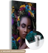 MuchoWow® Peinture sur Verre - Feuilles - Femme - Fleurs - 120x180 cm - Peintures Acrylique - Photo sur Glas