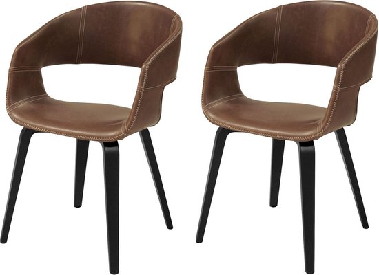 24Designs Nola Stoel Set van 2 Zwart Kunstleer Zwarte Houten Poten 24Designs Nola Stoel Set van 2 Zwart Kunstleer Zwarte Houten Poten