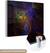 MuchoWow® Glasschilderij 40x30 cm - Schilderij acrylglas - Kleur explosie op een zwarte achtergrond - Foto op glas - Schilderijen