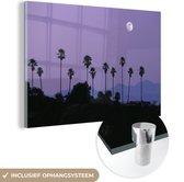 MuchoWow® Glasschilderij 180x120 cm - Schilderij acrylglas - Palmbomen in Hollywood in de avond - Foto op glas - Schilderijen