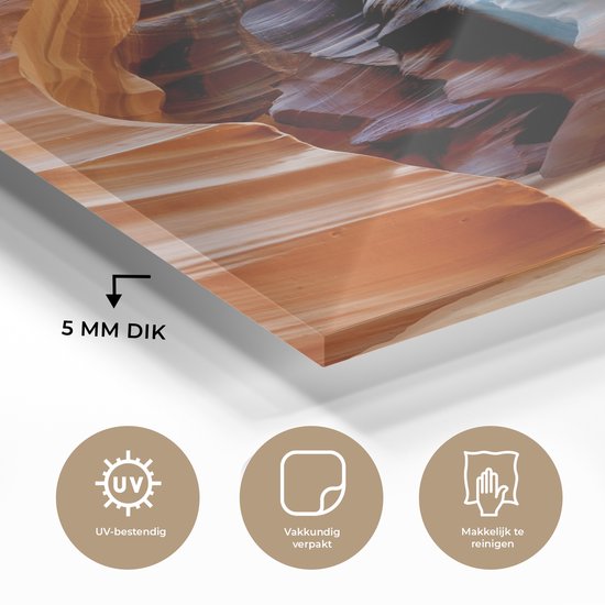 Peinture sur verre - La lumière du soleil à travers les crevasses étroites de l'Antelope Canyon - 120x180 cm - Peintures sur verre acrylique - Photo sur Glas