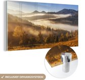 MuchoWow® Glasschilderij 120x60 cm - Schilderij acrylglas - Zonsopkomst in de bergen van het nationaal park Karpaten in Oekraïne - Foto op glas - Schilderijen