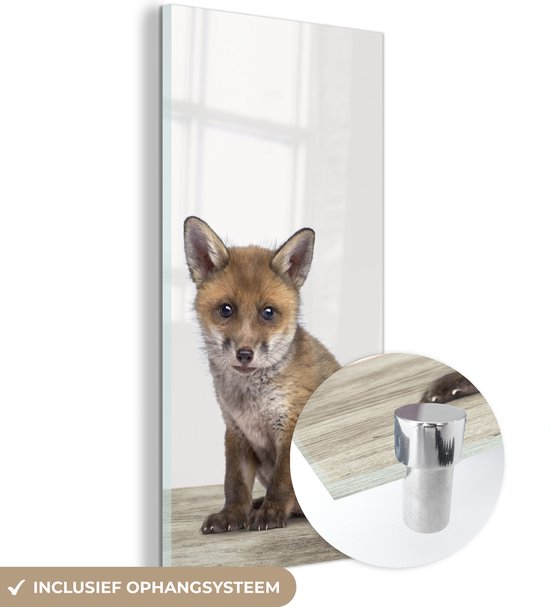 MuchoWow® Peinture sur verre 60x120 cm - Peinture sur verre acrylique - Renard - Bébé renard - Enfants - Filles - Garçons - Photo sur verre - Peintures