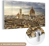 MuchoWow® Glasschilderij 120x60 cm - Schilderij acrylglas - Italië - Zonsondergang - Florence - Foto op glas - Schilderijen