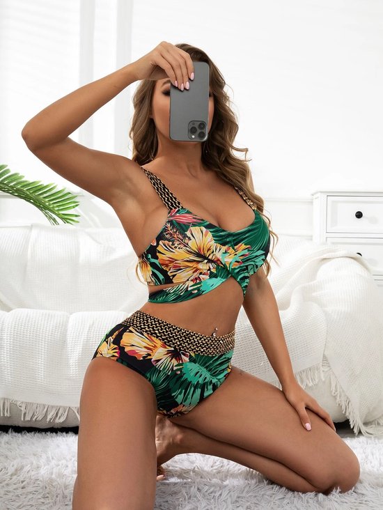 Stijlvolle 2-delig Bikini Set voor vrouwen met Hoog Broekje | Bloemprint in  High Waist... | bol