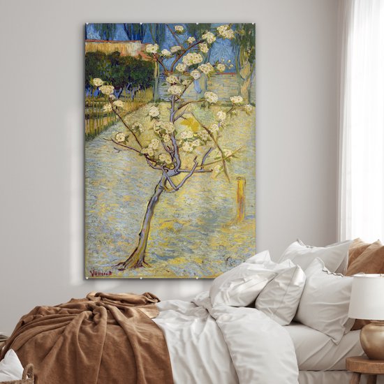 MuchoWow® Peinture sur verre 100x150 cm - Peinture sur verre acrylique - Poirier en fleur - Vincent van Gogh - Photo sur verre - Peintures