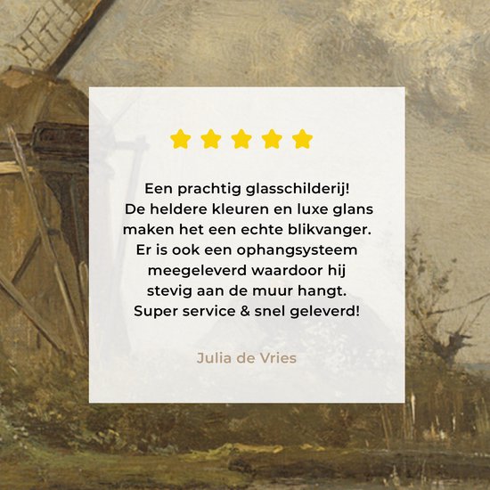 MuchoWow® Peinture sur verre 50x50 cm - Peinture sur verre acrylique - Moulin au bord d'un lac - Peinture de Paul Joseph Constantin - Photo sur verre - Peintures