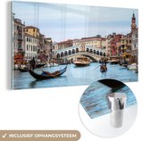 MuchoWow® Glasschilderij 120x60 cm - Schilderij acrylglas - Rialtobrug en gondels in Venetië - Foto op glas - Schilderijen