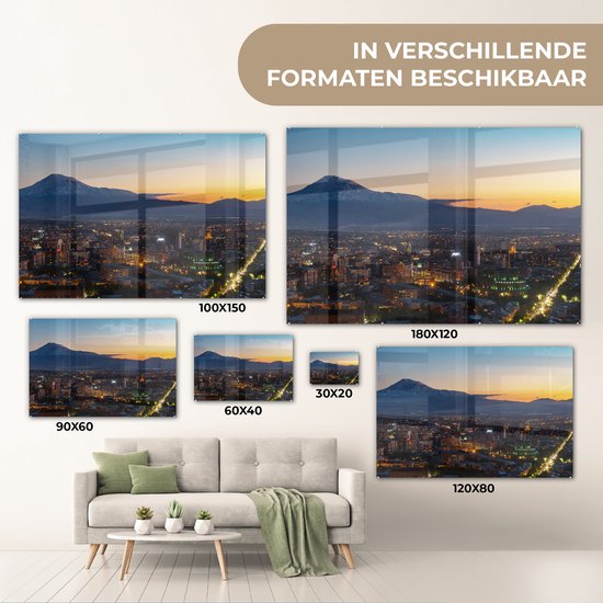 Peinture sur verre - La ligne d'horizon d'Erevan en Arménie avec l'Ararat - 30x20 cm - Peintures sur Verre Peintures - Photo sur Glas