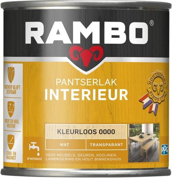 Rambo Pantserlak Interieur Transparant Mat Kleurloos 750 ml
