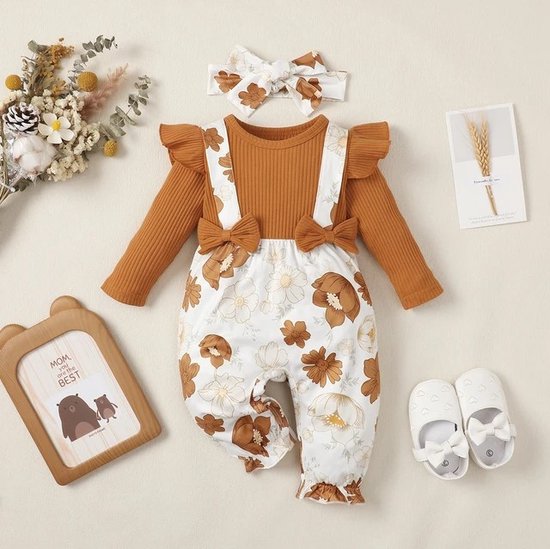 Baby Outfit 6-9 Maanden - Baby Outfit Met Hoofdband - Complete Baby Outfit Met Hoofdband - Schattig Jurkje Met Hoofdband - Baby Jurkje - Kraam Cadeau