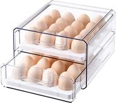 Premium eierdoos kunststof - Eierdoos voor 32 eieren - Koelkast organizer - Organizer bakjes - Koelkast bakjes - Koelkast organizer doorzichtig
