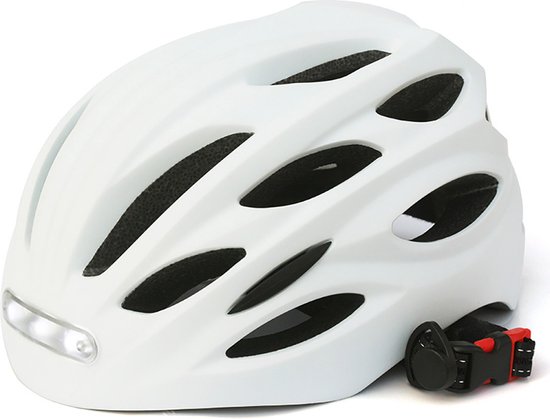 Casque de vélo Lightyourbike AERO ® avec Siècle des Lumières - Avant et arrière - Rechargeable par USB - Vélo électrique, vélo de route et VTT - Taille L - Wit