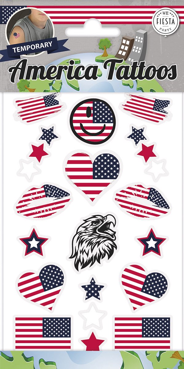 36x USA Plak Tattoo - Landen Voetbal EK WK Feest Thema