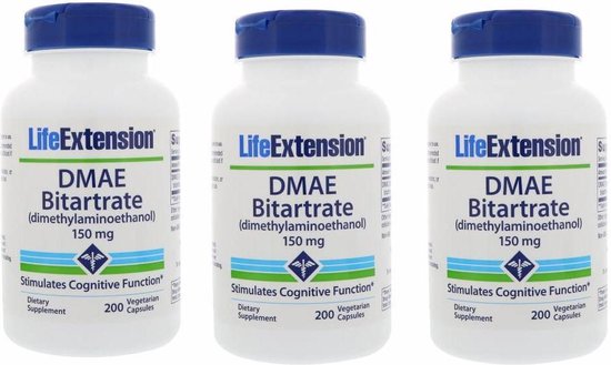 DMAE Bitartrate (dimethylaminoethanol), 150 Mg 200 Vegetarian Capsules ...