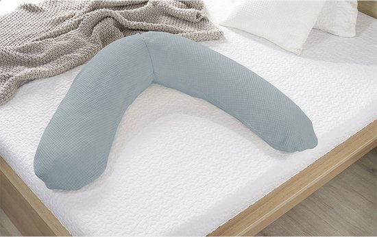 Voedingskussen - Theraline voedingskussen Original met fijn gebreide katoenen hoes - Misty Blue
