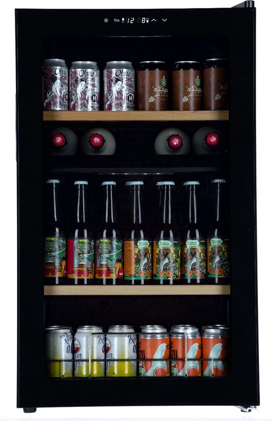 Koelkast: Bierkoelkast Montréal - Zwart - Vol glazen deur - 78 flessen, van het merk Bierkoelkast.nl