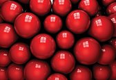 Fotobehang Abstract Modern Red Balls | XXL - 312cm x 219cm | 130g/m2 Vlies