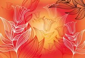 Papier peint Fleurs Feu Nature | XL - 208 cm x 146 cm | Polaire 130g / m2