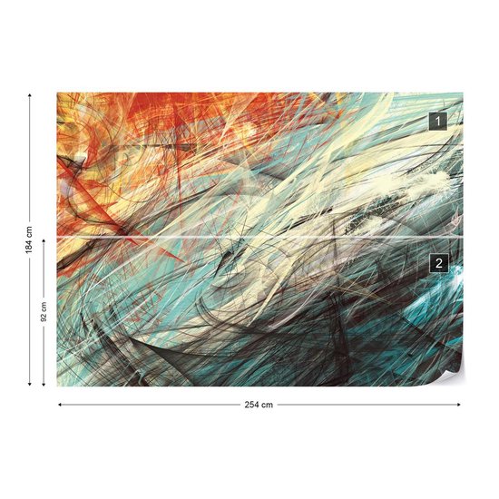 Fotobehang - Vlies Behang - Abstract Schilderij - Kunst - 254 x 184 cm