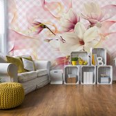 Fotobehang Magnolia Flowers Pink | VEA - 206cm x 275cm | 130gr/m2 Vlies