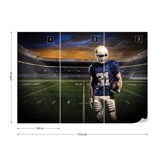 Papier peint Stade de football américain | XXL - 312 cm x 219 cm | Polaire 130g / m2