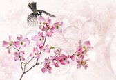 Fotobehang Flowers Bird | XXL - 312cm x 219cm | 130g/m2 Vlies