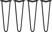 4 x Tafelpoten staal - Lengte: 40.6cm - 2 pin - 10mm - Zwart - SkiSki Legs ™ - pinpoten Retro hairpin