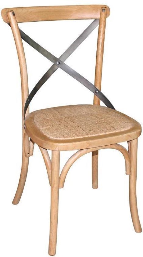 Bolero houten stoelen met gekruiste rugleuning naturel (2 stuks) | bol.com