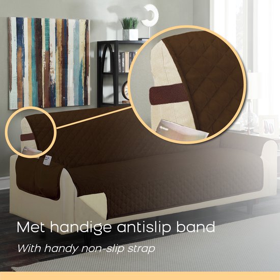 Granbest Waterdichte Bankovertrek 3-zits - Antislip Met Elastische Riem, Grijs - Bescherming Voor Kinderen En Huisdieren