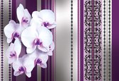 Fotobehang Flowers Floral Orchids Pattern | XXL - 312cm x 219cm | 130g/m2 Vlies