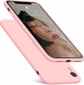 Silicone case geschikt voor Apple iPhone Xr + gratis glazen Screenprotector - roze