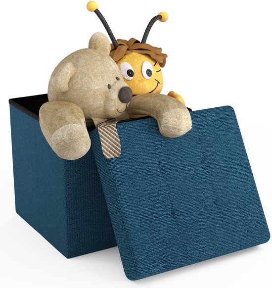 Intirilife Pouf Pliable 38x38x38 cm en Bleu Celeste - Boîte de Intirilife Pouf Pliable 38x38x38 cm en Bleu Celeste - Boîte de