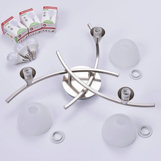 EGLO Wandlamp Enea, wandlamp, wandspot van metaal in nikkel-mat, gesatineerd glas, wit, woonkamerlamp, lamp met schakelaar, spot met E14-fitting